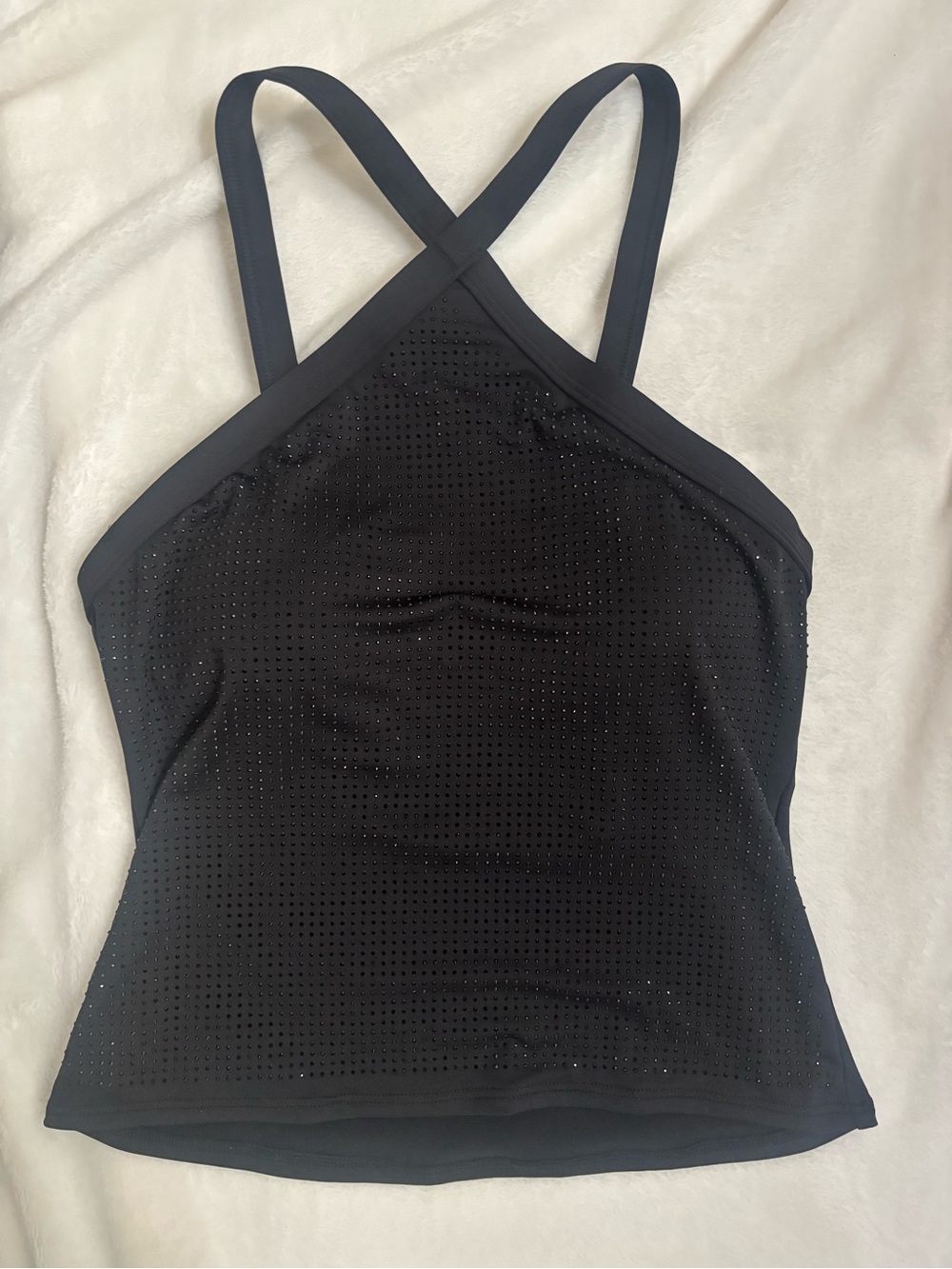🌴🌴🌴Michael Kors Black Halter Rhinestone Tank Swim Top - Picture 2 of 6